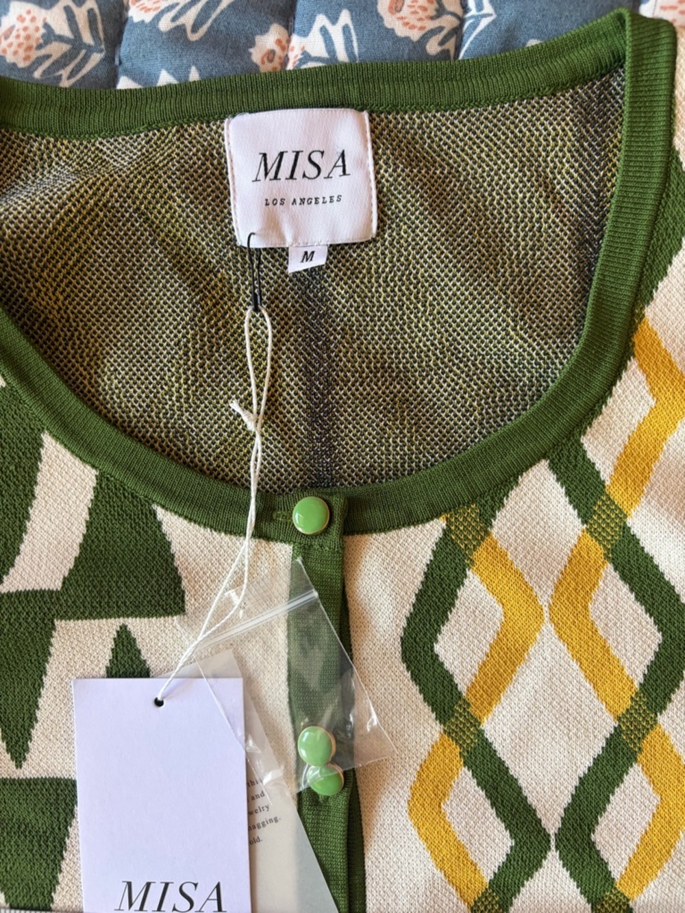 MISA Los Angeles Rialta Knit Set Limoncello Pants + Cardigan Medium Matching Set - Picture 10 of 12